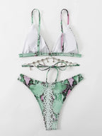 Bikini de Serpiente con Lentejuelas - Traje de Baño Glam para la Arena
