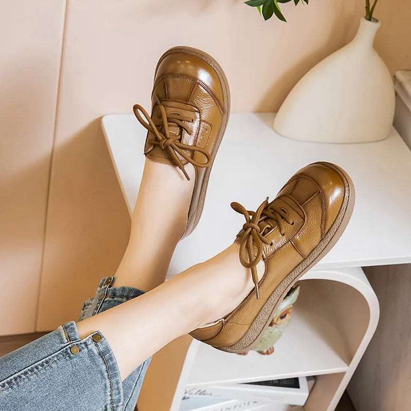Mocasines Étnicos de Cuero Genuino | Talla Grande | Sin Cordones | Estilo Retro 2025