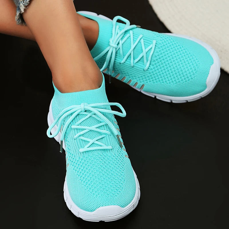 Zapatillas de Punto Transpirables | Plataforma | Suela Blanda | Talla Grande | Verano