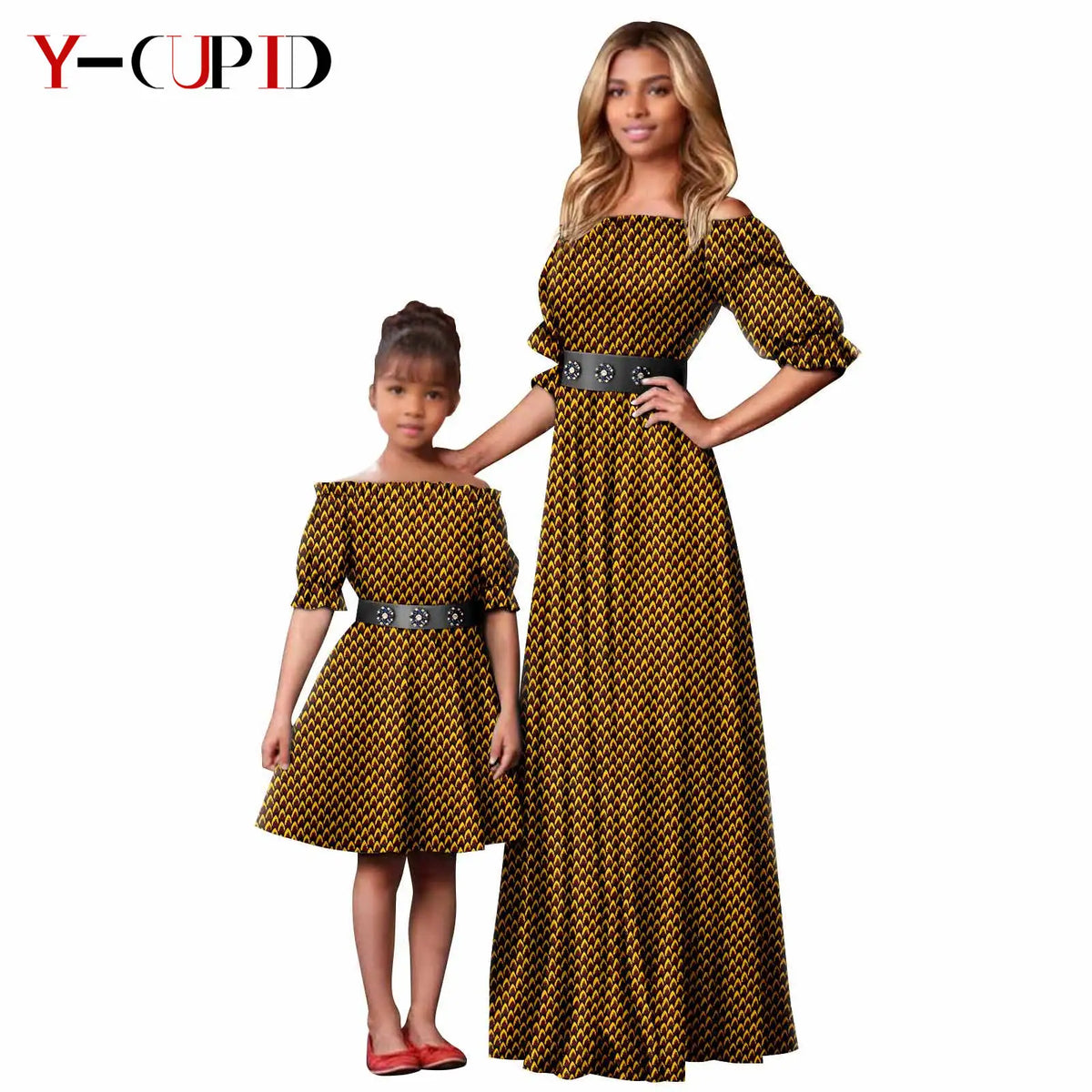 Vestido Cuello Slash Pareja y Niña | Tico Trendy