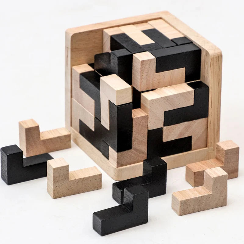 Rompecabezas de cubo 3D Luban entrelazado juguete educativo creativo de madera cerebro mente juego de aprendizaje temprano regalo para niños carta
