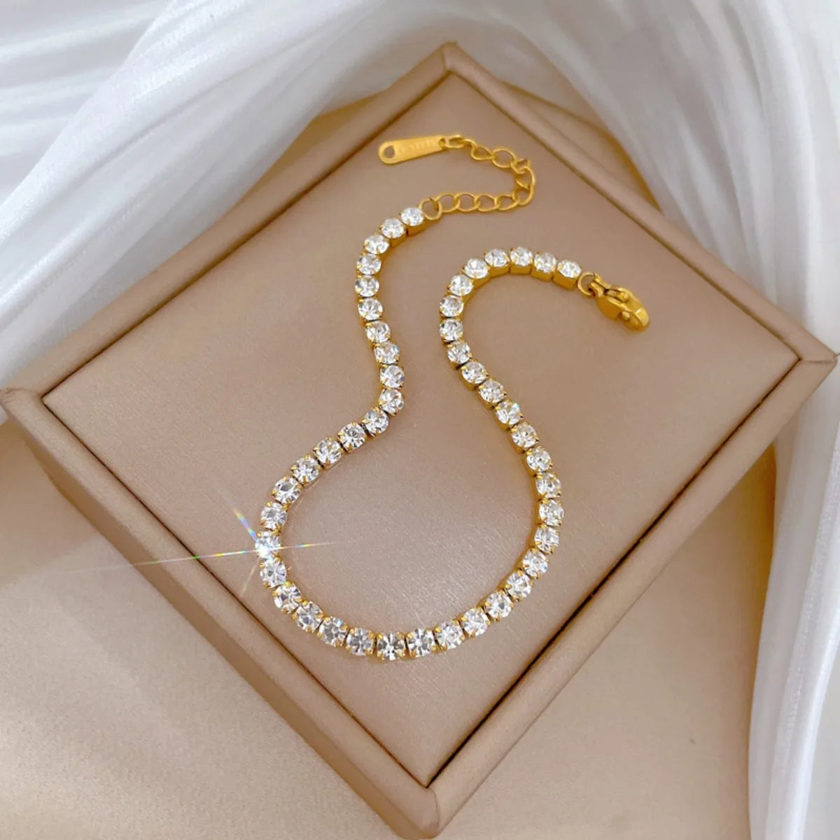 Pulseras de cadena de tenis de circonio brillante de acero inoxidable para mujeres y niñas, brazalete de lujo, accesorios de mano, regalos de joyería para amigos