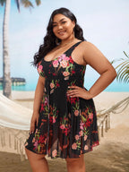 Traje de Baño de Una Pieza con Estampado Floral de Verano
