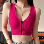 Top Deportivo Cremallera Frontal | Cuello V | Acolchado Sin Costuras | Ticotrendy
