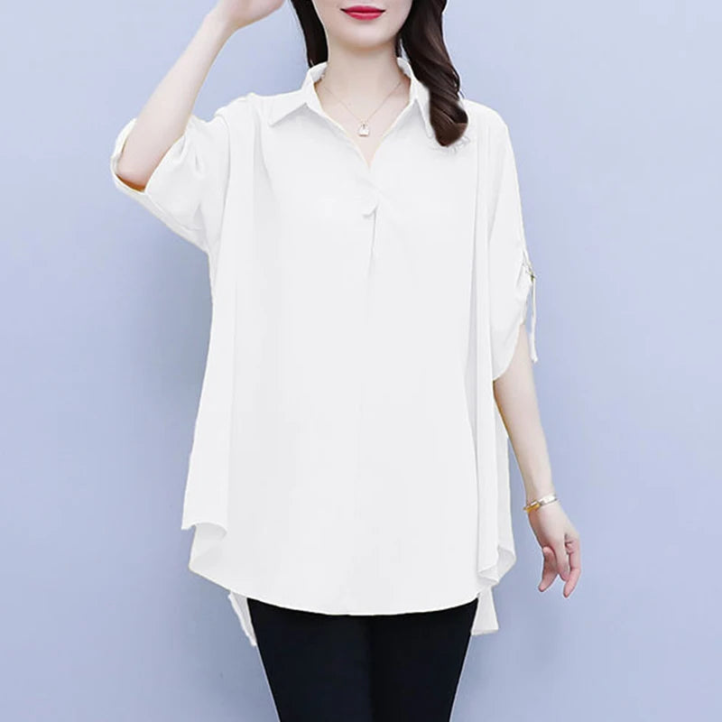 Blusa de gasa holgada para mujer | Moda de verano y otoño, talla grande