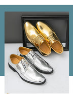 Zapatos Hombre Charol Plateados Lujo Boda Fiesta Punta Puntiaguda | Talla Grande
