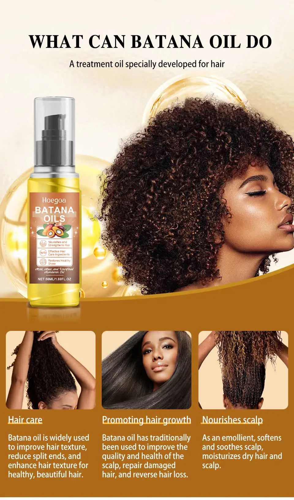 Aceite de Batana natural para hombres y mujeres, crecimiento rápido del cabello, aceite de Batana puro, nutre el cabello brillante, cuidado saludable, antipérdida de cabello