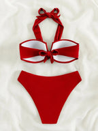 Bikini Halter Push Up con Twist - Traje de Baño de Playa