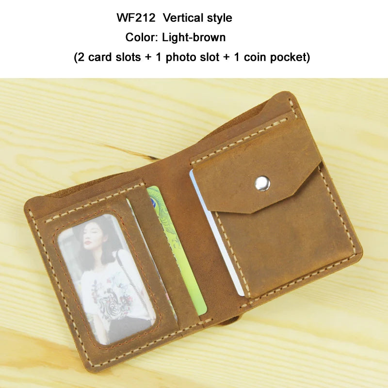 Cartera de Cuero Crazy Horse para Hombre | Hecha a Mano | Clips de Cuero | Bolsillo Vertical