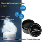 2 tipos de polvo para blanquear los dientes, carbón orgánico activado Natural, sabor a limón, polvo de enzimas para el aliento fresco, higiene bucal Dental