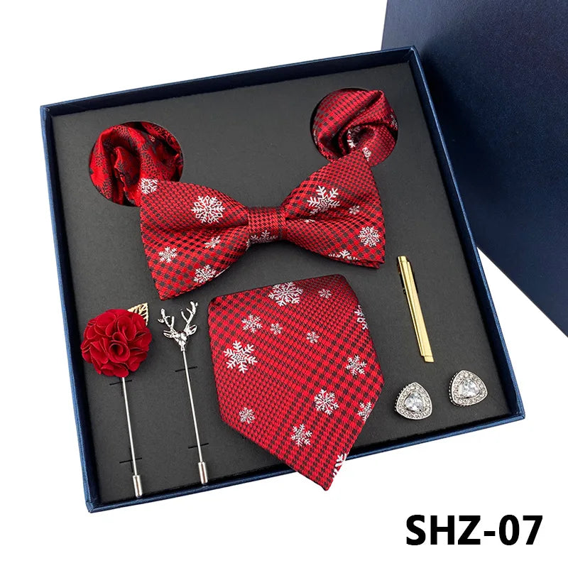 Set De Corbata Pajarita Pañuelo Gemelos Regalo Tico De Lujo