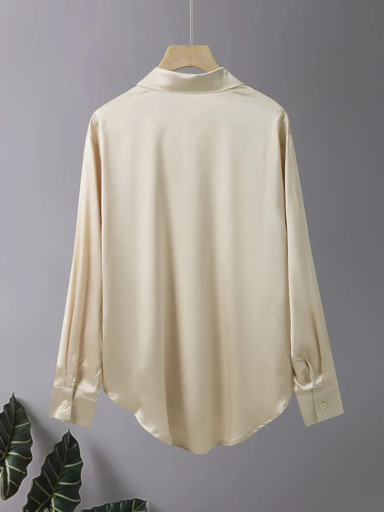 Blusa Acetato con Botones Plus Size | Manga Larga Oficina Otoño | Tallas 1XL-5XL | Tico Trendy
