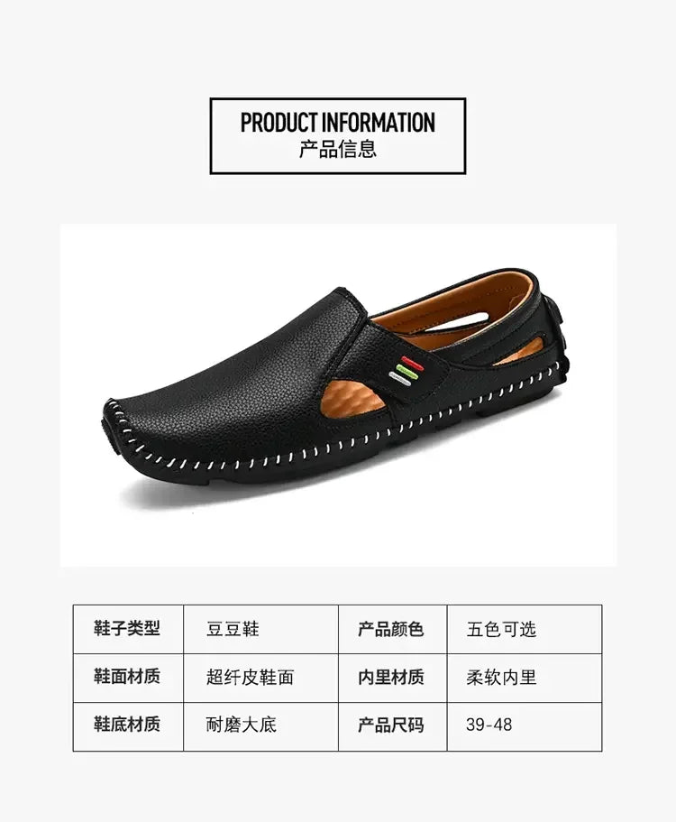 Mocasines Cuero Hombre 2025 ∣ Ahuecados Conducción ∣ Lujo Verano