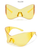 Gafas Sol Gran Tamaño Sin Montura Futuristas | PUNK Y2K Plateadas UV400 Espejo
