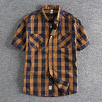 Camisa Cuadros Hombre | Algodón Lavado | Estilo Gótico | Manga Corta | Ticotrendy Costa Rica
