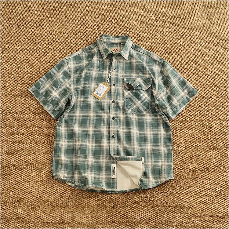 Camisa Casual Hombre | Cuadros Tartán | Algodón Puro | Manga Corta | Ticotrendy Costa Rica