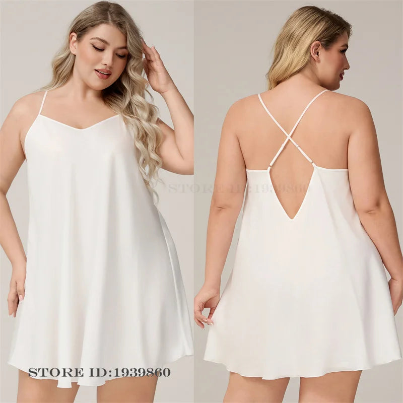 Camisón de Satén de Seda con Tirantes | Talla Grande