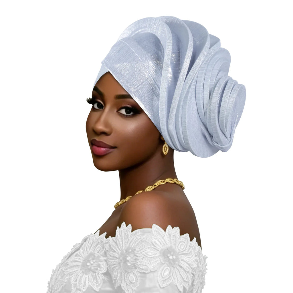 Turbante Elástico con Volantes para Mujer, Auto Gele