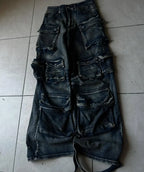 Jeans Y2K Lavado Multibolsillo | Holgado Pierna Ancha | Hip-hop Punk Vintage | Ticotrendy