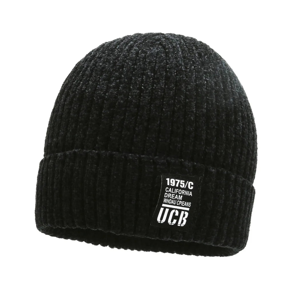 Gorro Tejido Lana Chenilla Terciopelo Grueso Térmico | Invierno Ajustable Unisex