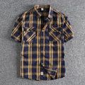 Camiseta Cuadros Vintage Hombre | Algodón Lavado | Dos Bolsillos | Estilo Costa Oeste | Ticotrendy
