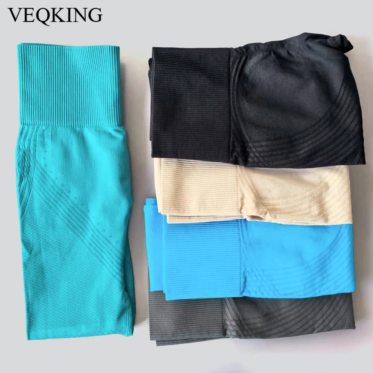 VEQKING Pantalones de yoga sin costuras para mujer, leggings deportivos de cintura alta con líneas delgadas, de secado rápido, elásticos, para gimnasio, correr, levantamiento de cadera, entrenamiento