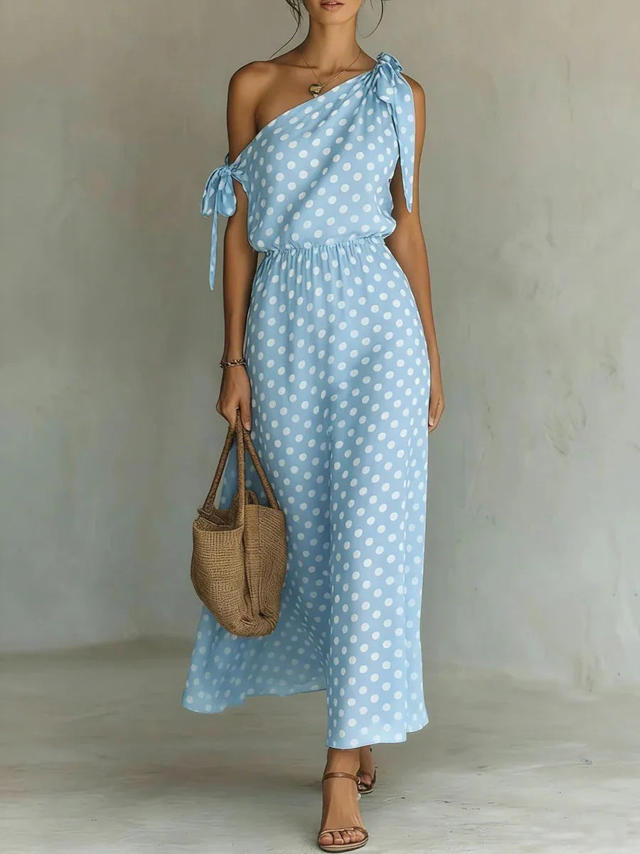 Vestido Midi Estampado Hombros Descubiertos