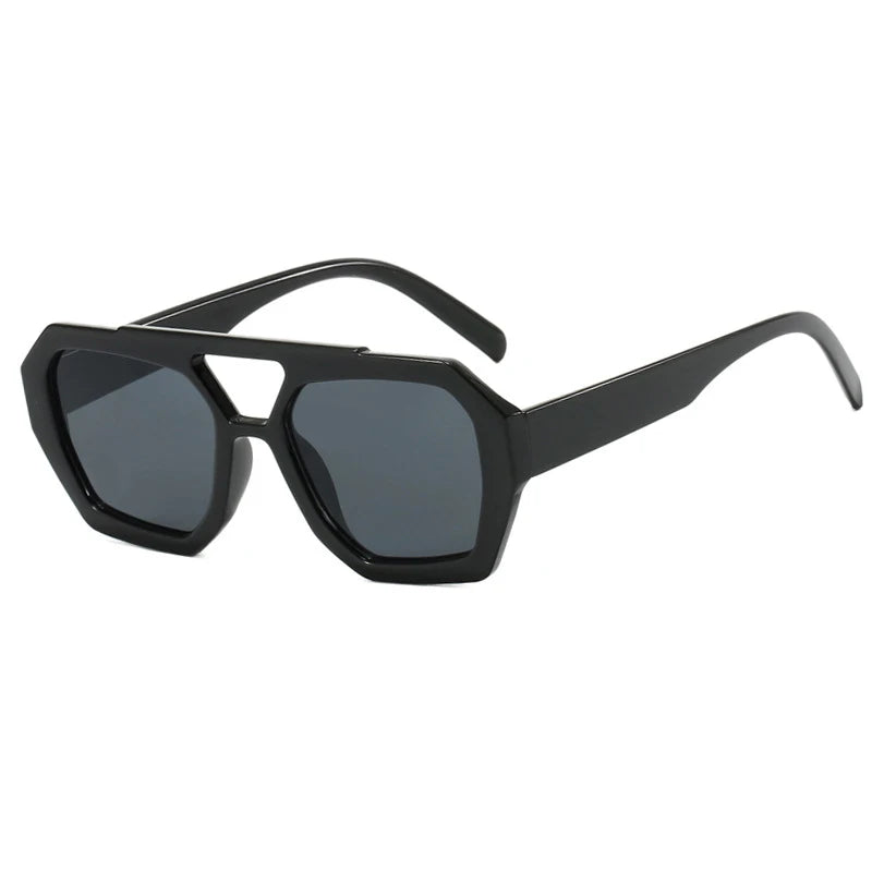Gafas Sol Retro Doble Puente Montura Grande | Leopardo Té Degradado Moda Casual