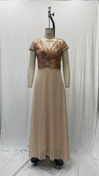 Vestido elegante de gasa con lentejuelas para mujer, cuello en V, dobladillo plisado, lentejuelas femeninas, vestido largo de cóctel para graduación, vestido de noche de boda