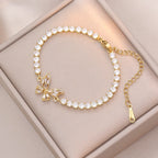 Pulseras con dijes de mariposa y cadena de tenis de circonio brillante de lujo para mujeres y niñas, brazalete de cadena de acero inoxidable a la moda, regalos de joyería