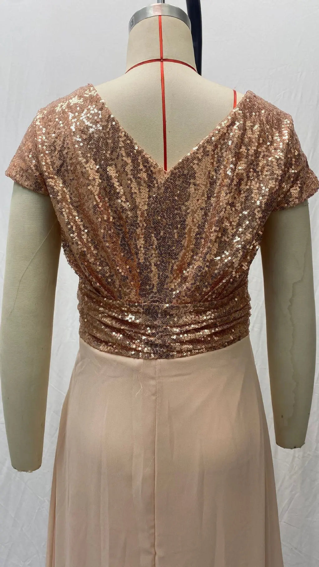 Vestido elegante de gasa con lentejuelas para mujer, cuello en V, dobladillo plisado, lentejuelas femeninas, vestido largo de cóctel para graduación, vestido de noche de boda