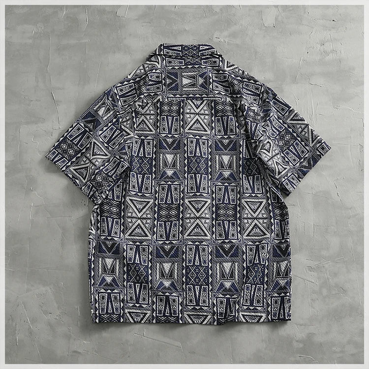 Camisa Hawaiana Hombre | Estampado Geométrico | Manga Corta | Verano | Ticotrendy Costa Rica