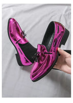 Zapatos Hombre Charol Morados Lujo Boda Fiesta Punta Puntiaguda | Talla 47