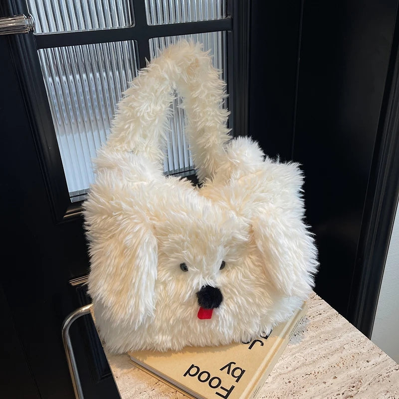 Bolso De Hombro Mullido Mujer Con Perros Bandolera De Gran Capacidad