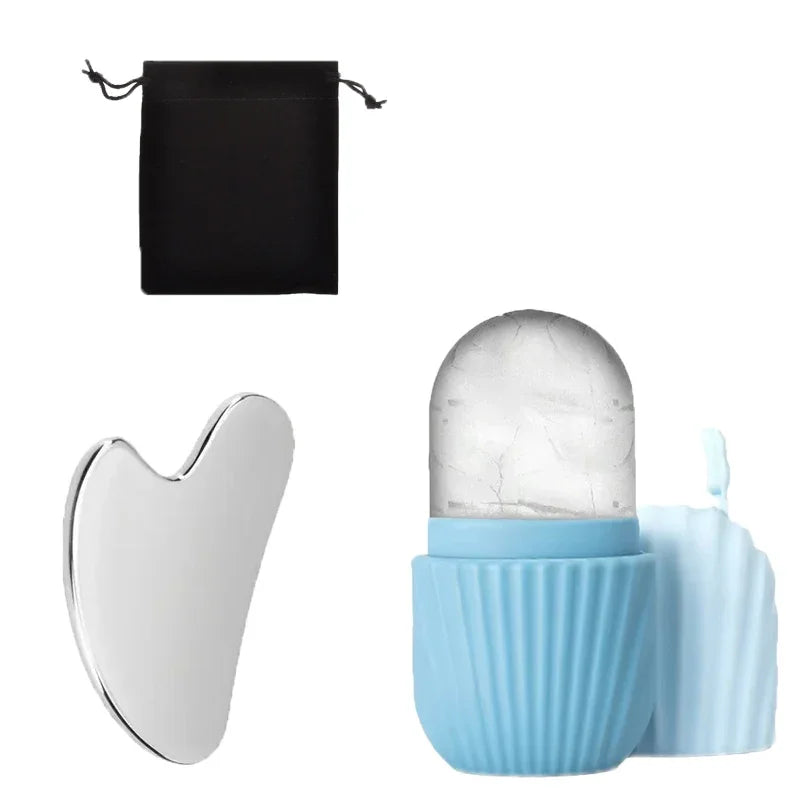 Rodillo Facial de hielo de acero inoxidable, juego de tablero Gua Sha, masajeador Facial, rodillo de masaje Facial, herramientas de belleza para el cuidado de la piel, 1/3 Uds.