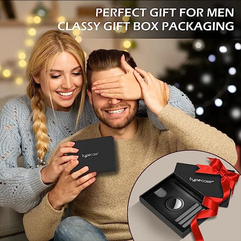 Tarjetero Airtag para hombre, cartera RFID antirrobo de cuero genuino, funda para tarjetas de crédito y identificación, funda para hombre de alta calidad