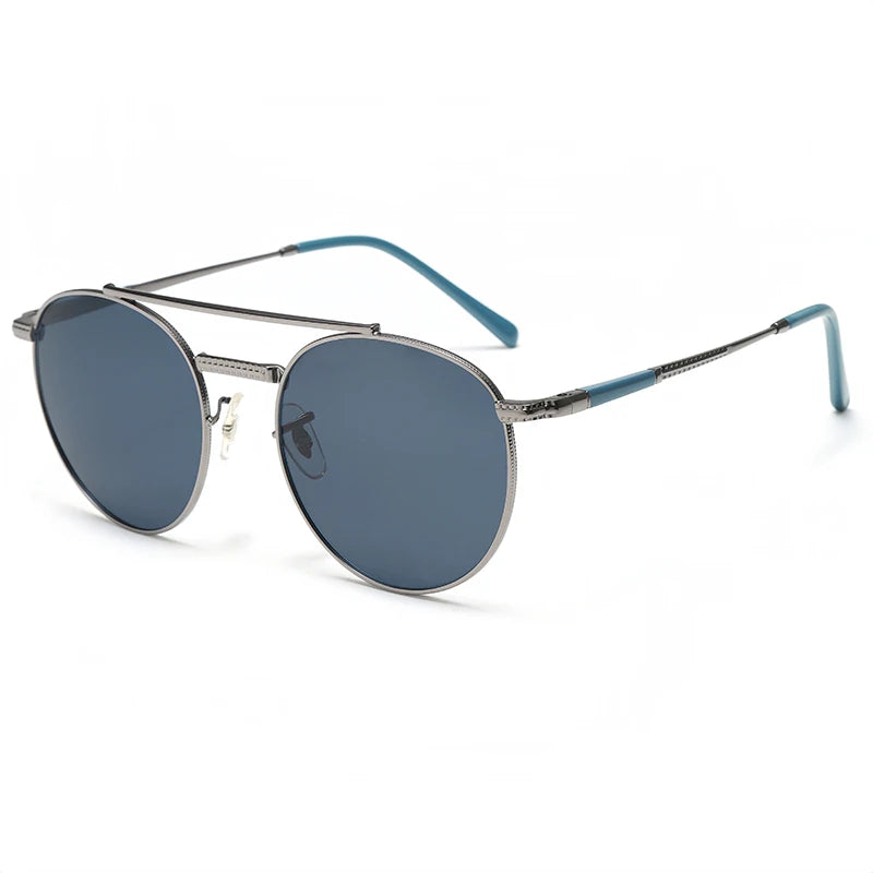 Gafas De Sol Circulares Hombre | Polarizadas UV400 Montura Metal Retro | Casual Clásico