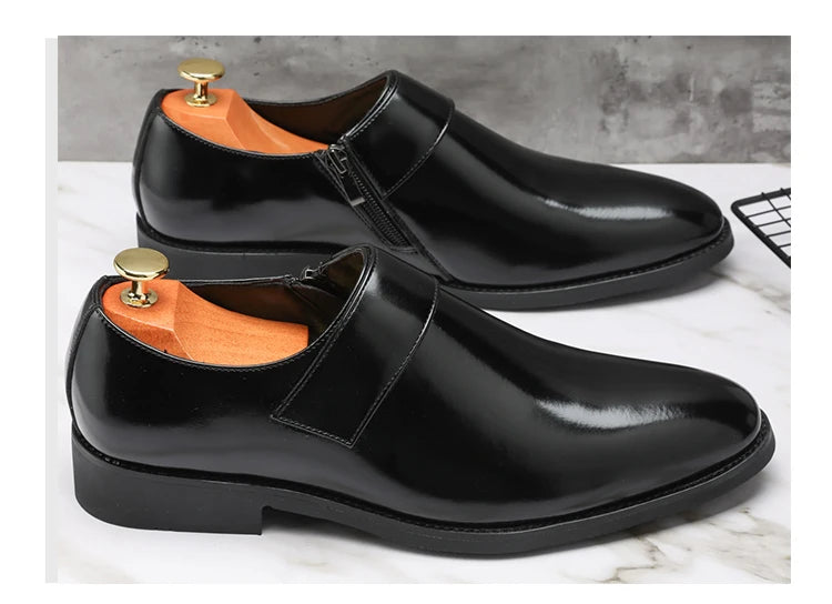 Zapatos Formales Morados Hombre | Charol Punta Estrecha Sin Cordones Cómodos Negocios