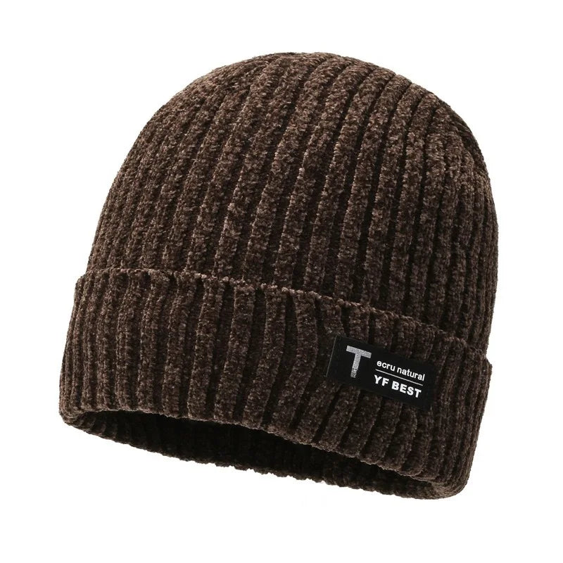 Gorro Tejido Lana Chenilla Terciopelo Grueso Térmico | Invierno Ajustable Unisex