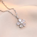Collar Flor Elegante Plateado | Acero Inoxidable | Circón | Ticotrendy