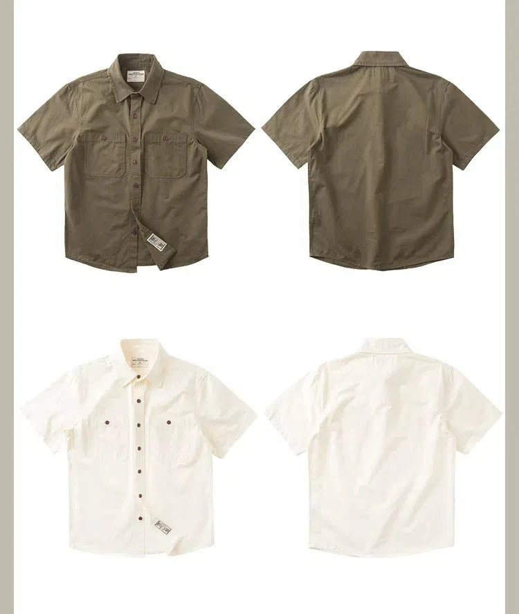 Camisa Casual Hombre | Estilo Retro | Algodón | Manga Corta | Bolsillos | Ticotrendy