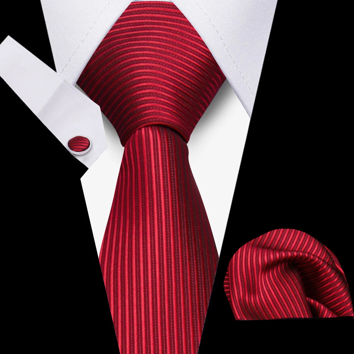 Conjunto Corbata Pañuelo Gemelos Negocios Boda Accesorio De Moda