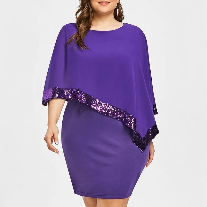 Vestido de Fiesta | Talla Grande | Lentejuelas y Hombros Descubiertos
