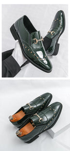 Zapatos Hombre Charol Elegantes Punta Puntiaguda Boda Sin Cordones | Diseño Liso