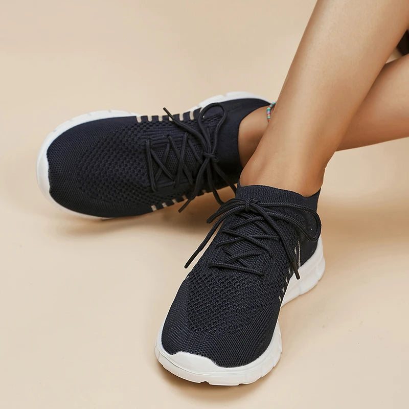 Zapatillas de Punto Transpirables | Plataforma | Suela Blanda | Talla Grande | Verano