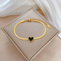 Pulsera Cadena Serpiente Gruesa | Corazón Negro Dijes | Joyería Moda Simple | Regalo Cumpleaños | Ticotrendy