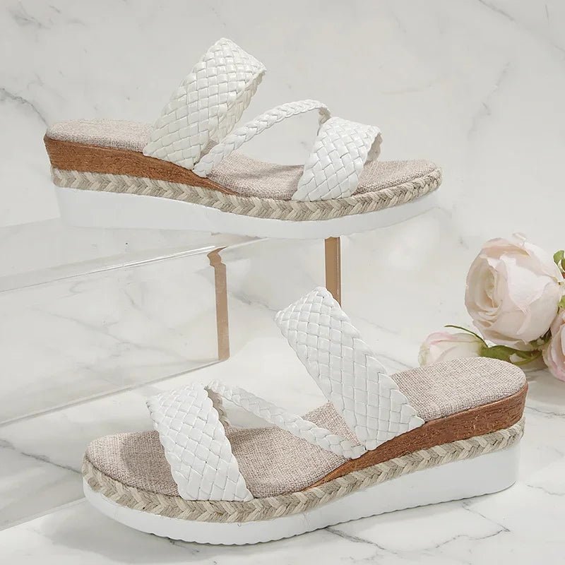 Sandalias  de Cuña | Tejido Ligero | Suela Gruesa | Talla Grande | Verano 2025