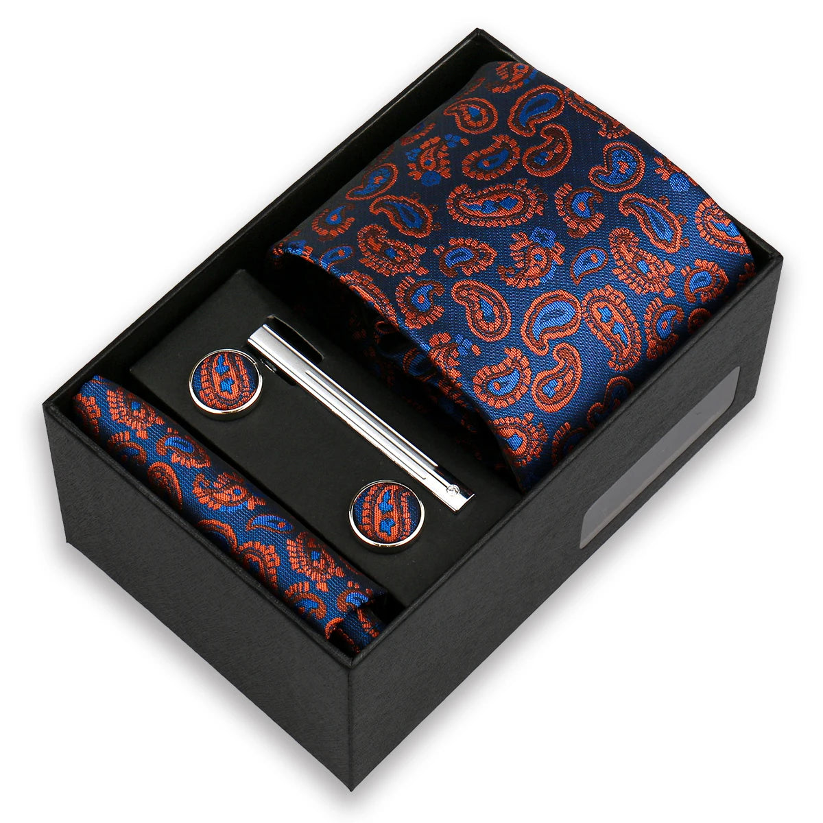 Conjunto De Lujo Corbata Pañuelo Clip Gemelos Accesorio Para Hombres