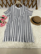 Vestido Rayas para Mujer | Manga Corta y Cuello Redondo | Holgado para Oficina | Tico Trendy