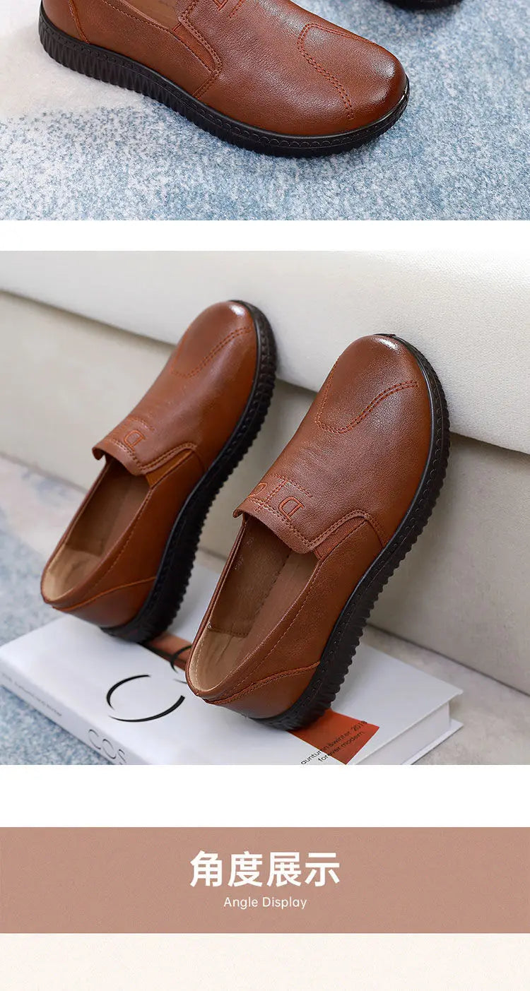 Mocasines Retro Marrones con Cuña | Cuero | Bailarinas Oxford | Talla Grande